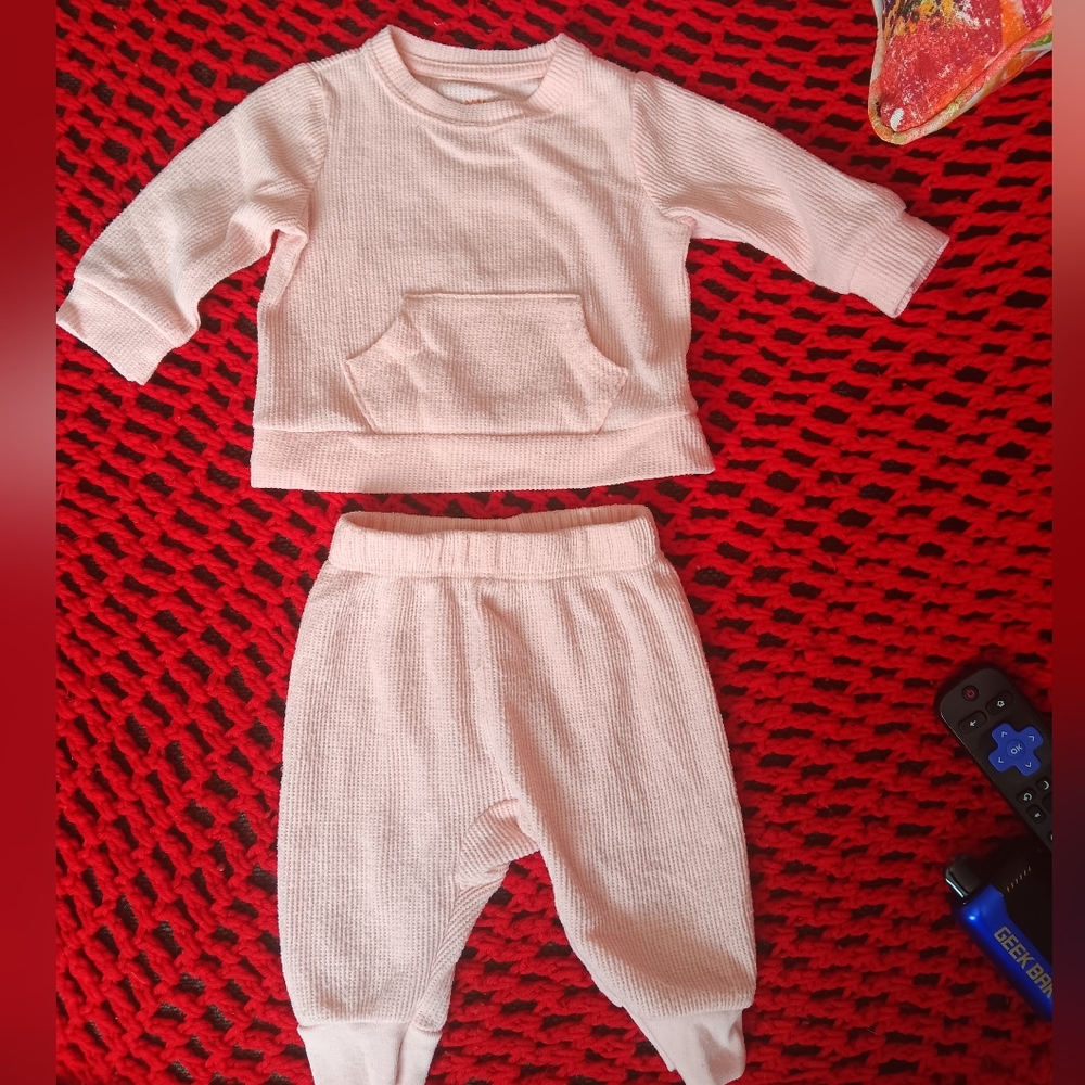 Pink Ribbed Toddler Sweatshirt and Pants Set - Picture 6 of 6